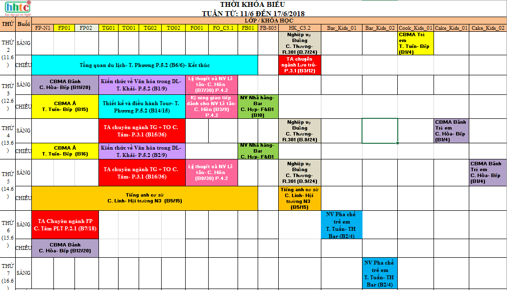 THỜI KHÓA BIỂU TUẦN 24 (TỪ 11/6 ĐẾN 17/6/2018) T24 1