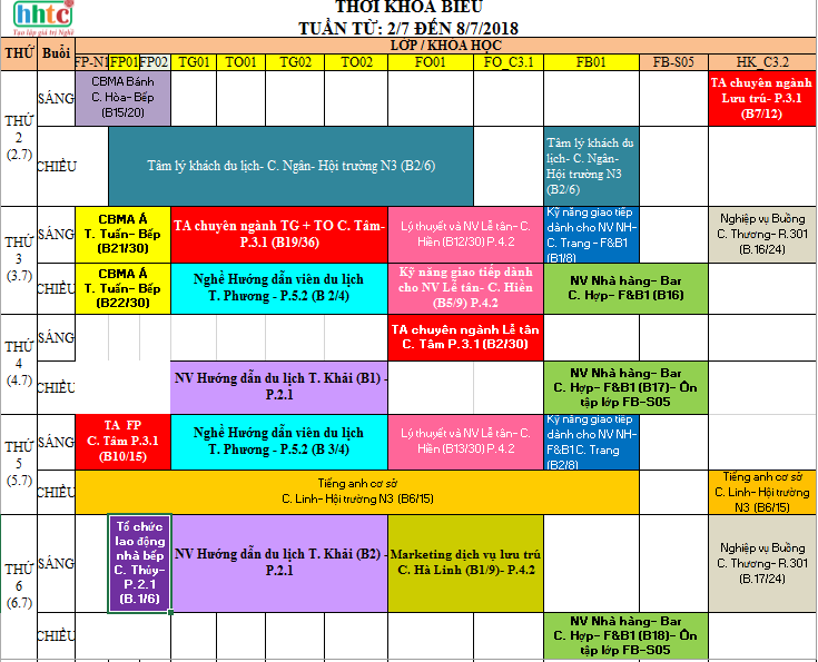 THỜI KHÓA BIỂU TUẦN 27 TỪ: 2/7 ĐẾN 8/7/2018 tkb t27