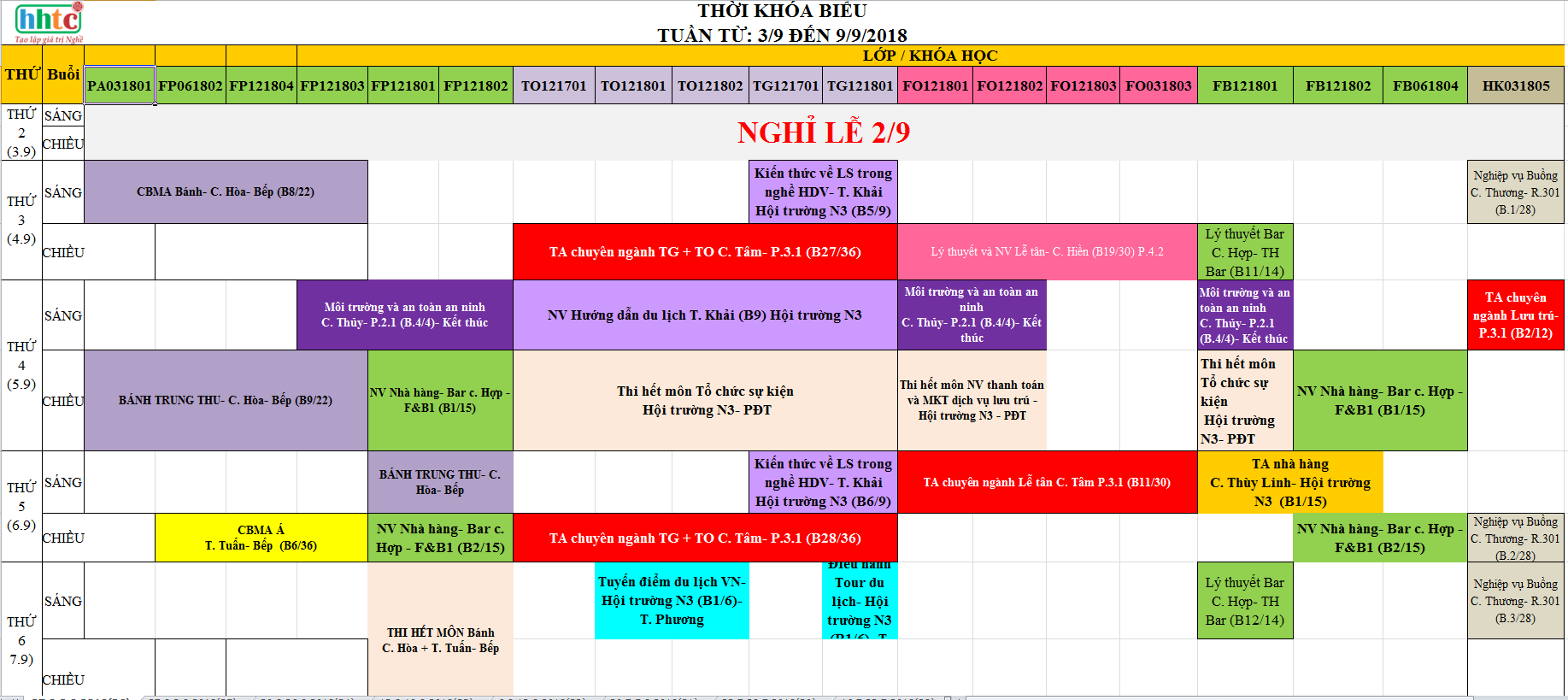 TKB Tuần 36 (Từ 3/9 - 9/9) 36