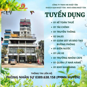 Nhật tân hotel tuyển dụng - NHÂN VIÊN GIÁM SÁT VÀ ĐÀO TẠO BUỒNG PHÒNG nhattanhotel