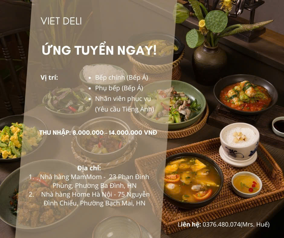 VIET DELI tuyển dụng nhân viên cho Nhà hàng Mammom + Nhà Hàng Home Hà Nội tuyen dung 1 1