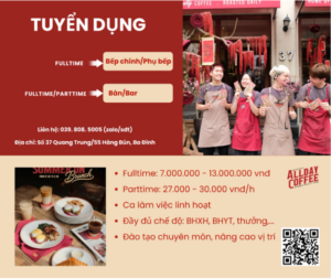 All Day Coffee tuyển dụng 2026: Cơ hội việc làm dành cho học viên HHTC