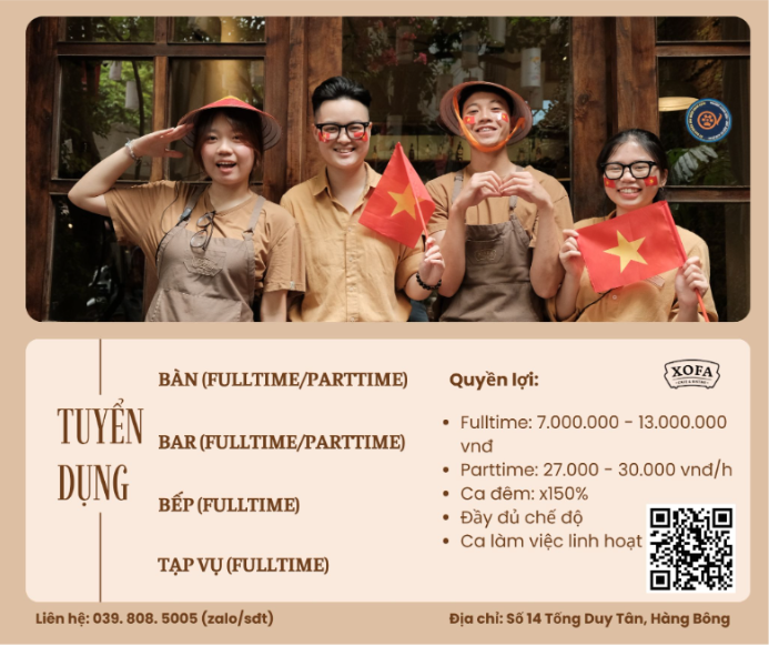 Xofa Café & Bistro tuyển dụng 2026: Cơ hội việc làm hấp dẫn cho học viên HHTC 1 Xofa Café & Bistro tuyển dụng 2026: Cơ hội việc làm hấp dẫn cho học viên HHTC
